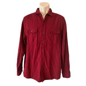 Woolrich Shirt Men’s Large Maroon Button Down Long Sleeve Flannel Casual Outdoor